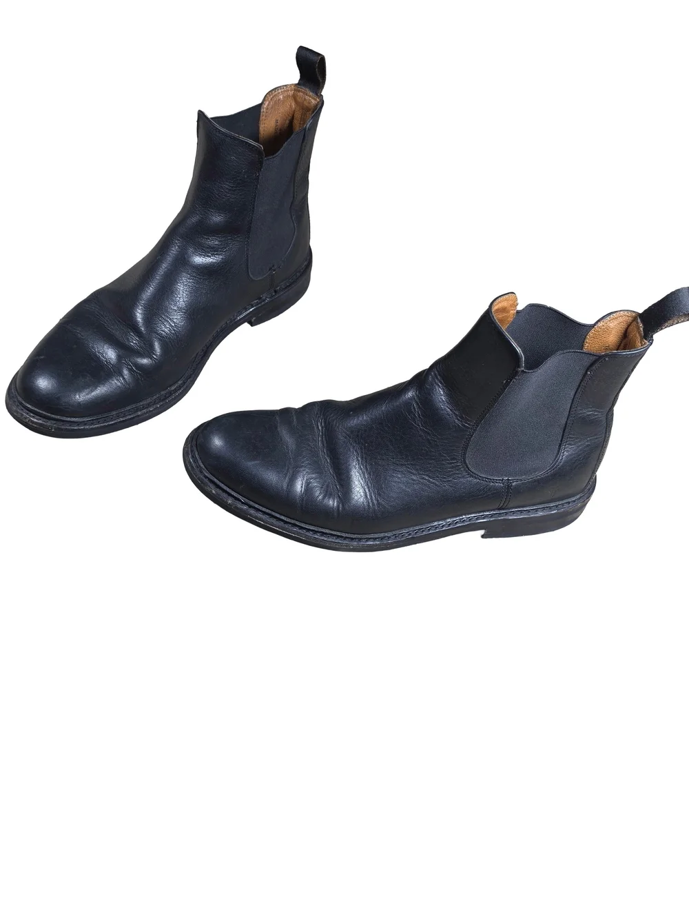Frye Chelsea Boots Black Textured Leather Elastic Goring Mid Calf Men Size 8D